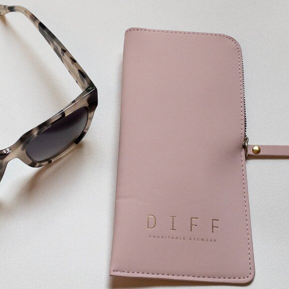 Diff Bella II Gradient Square Sunglasses Cream Tortoise Retro Oversized - Picture 12 of 13